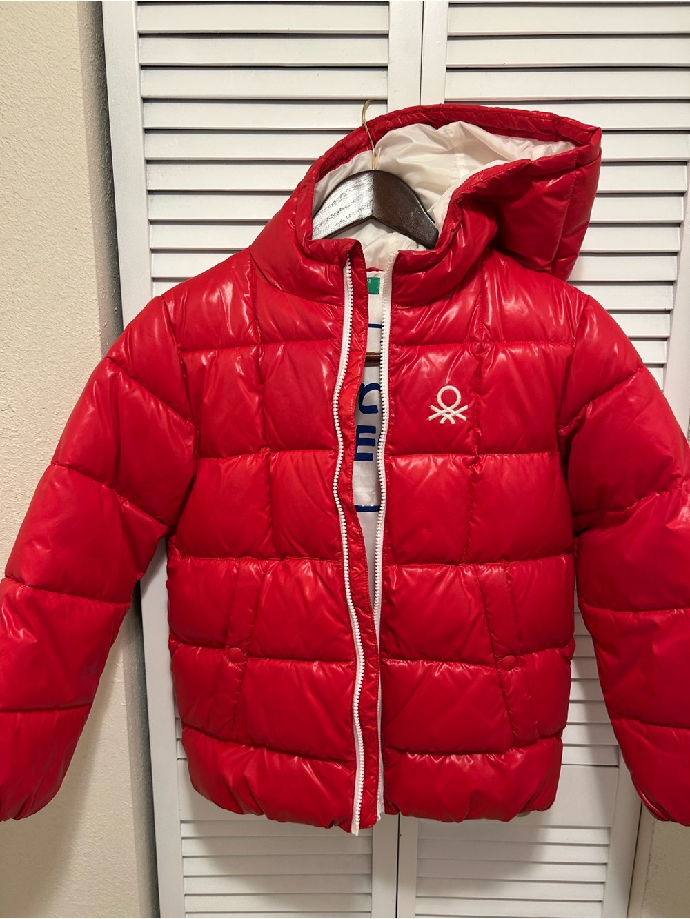 United Colors Of Benetton Bright Red Puffer Jacket with Hood